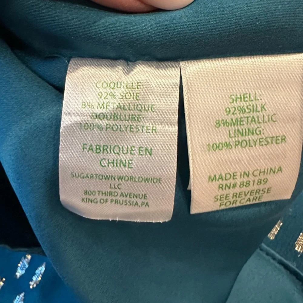 Lilly Pulitzer Elenora Dress Tidal Teal Turquiose Green Gold Flecks XS - Picture 8 of 11
